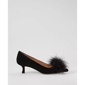 Ann Taylor Women`s $168 Nip-Toe Kitten-Heel Suede Feather Pump size 8.5